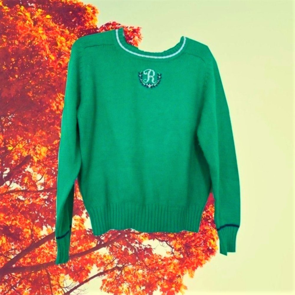 vintage r monogram green sweater size medium large
